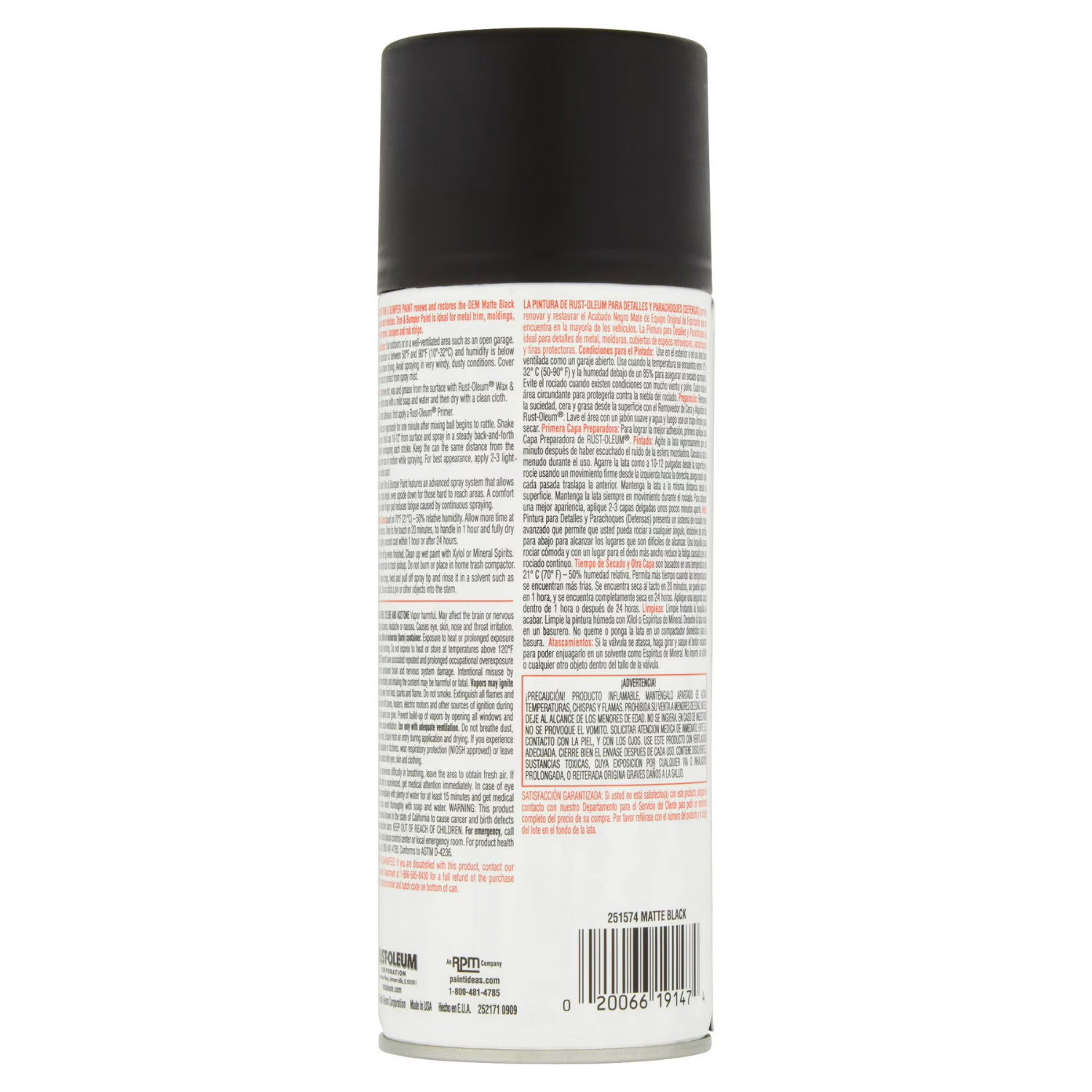 Rust-Oleum Automotive Trim and Bumper Matte Spray Paint, Black, 11 oz, 4 Pack