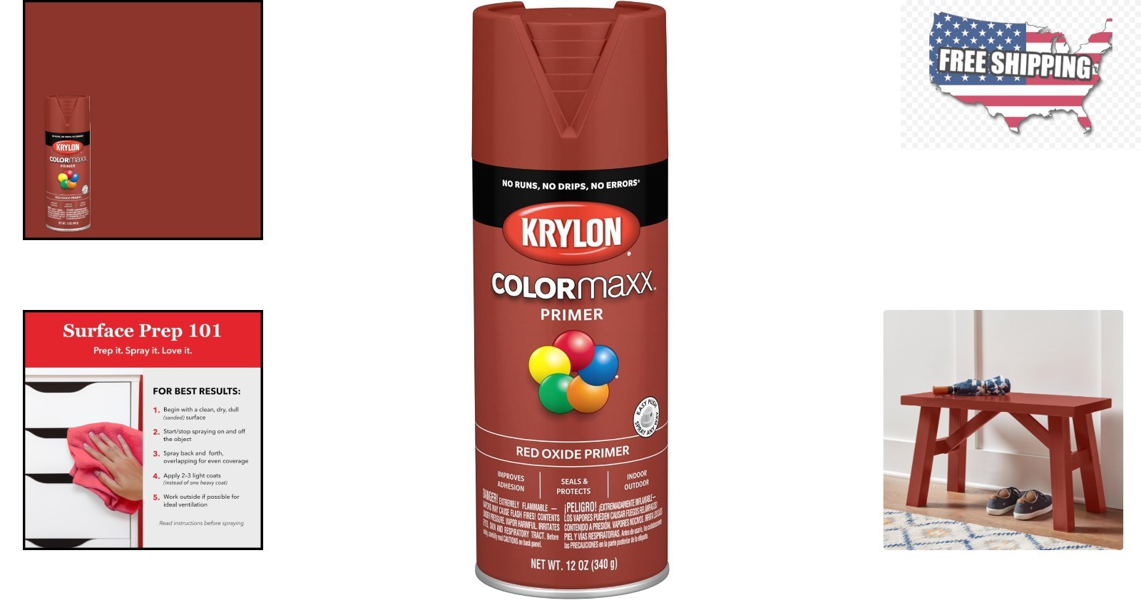 Krylon ColorMaxx 12oz Red Oxide Primer – Indoor/Outdoor Durable Paint Solution