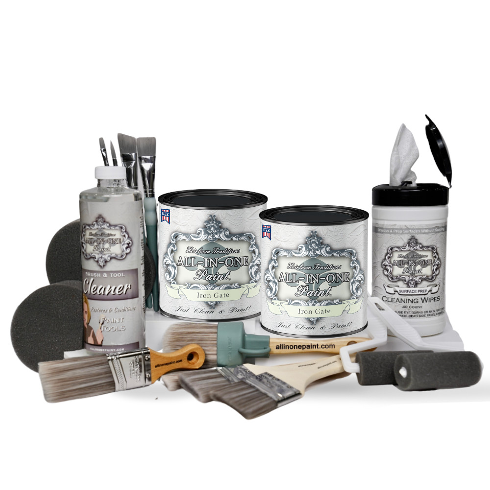 ALL-IN-ONE Paint 2 Quart Deluxe Cabinet Paint Bundle – Iron Gate