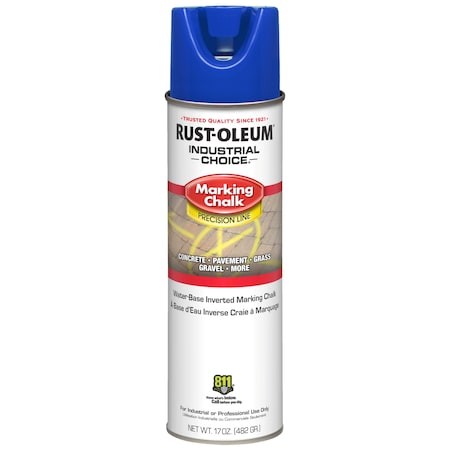 Rust-Oleum 205236 Inverted Marking Chalk , 17 Oz, Aerosol, Blue, Water-Based