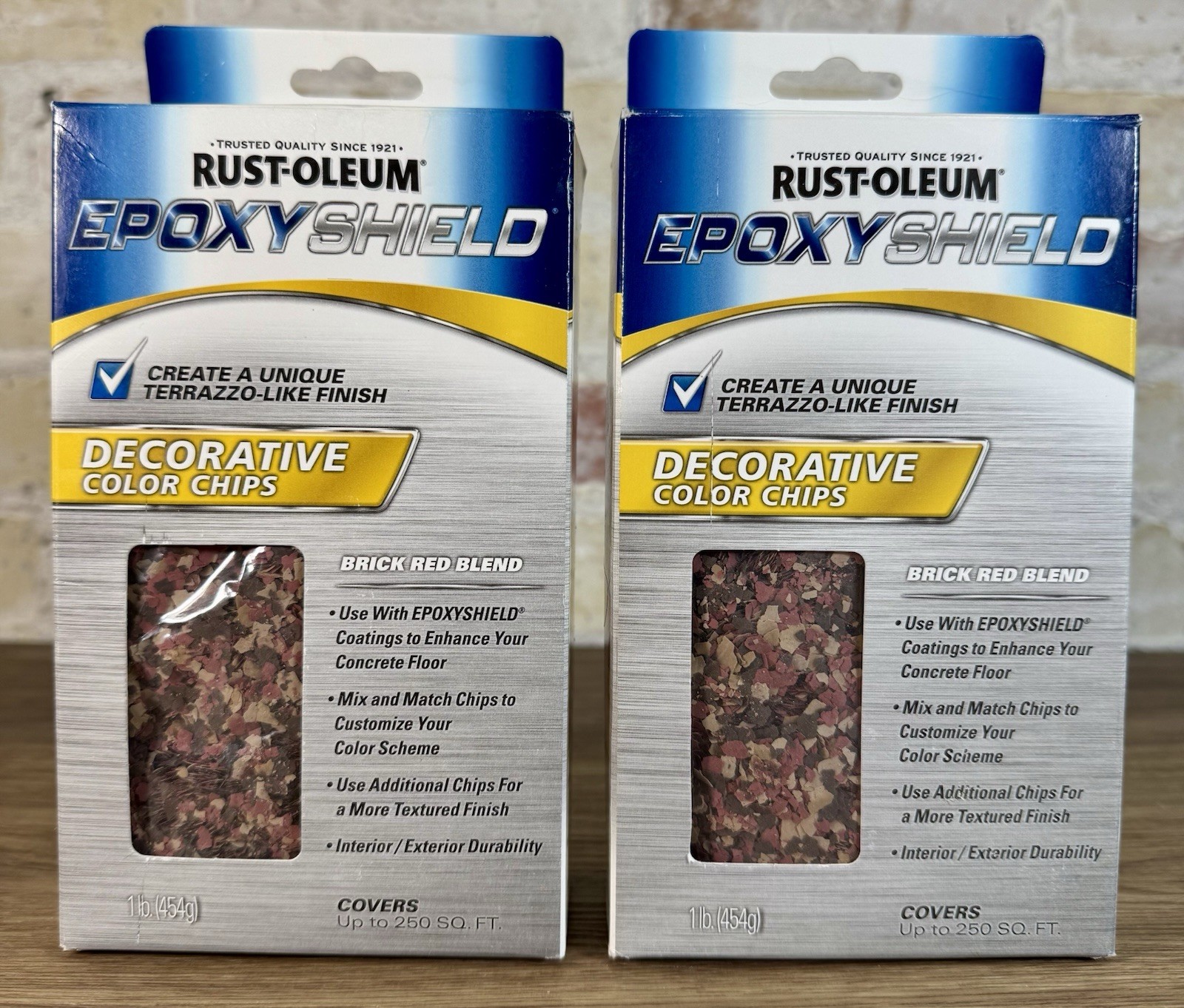 2 Rust-Oleum Epoxy Shield Decorative Color Chips Tile Brick Red Terrazzo 1lb