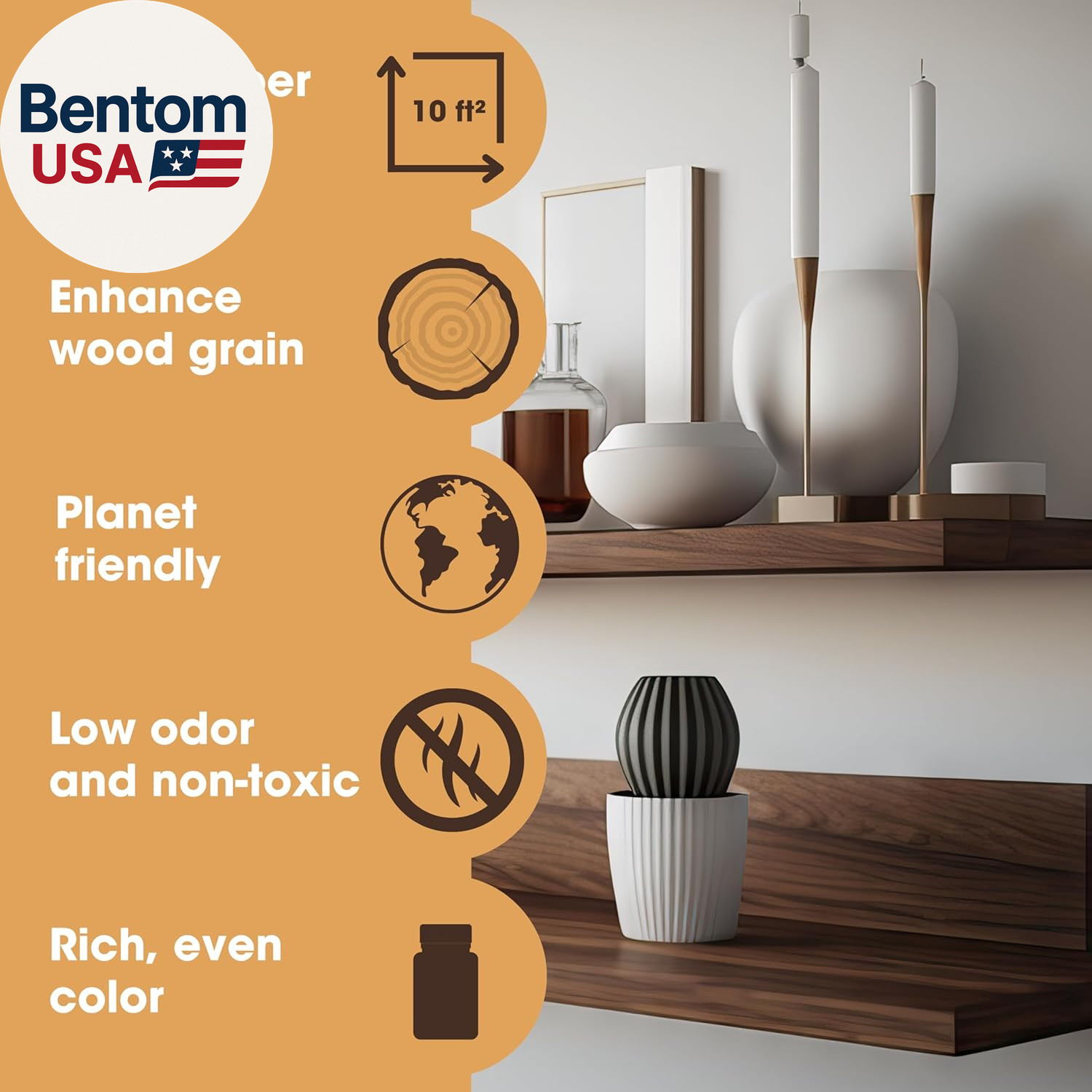 Wood Stain | Walnut | Water Based | Fast Drying, Low Odor, & Non-Toxic | for Ind