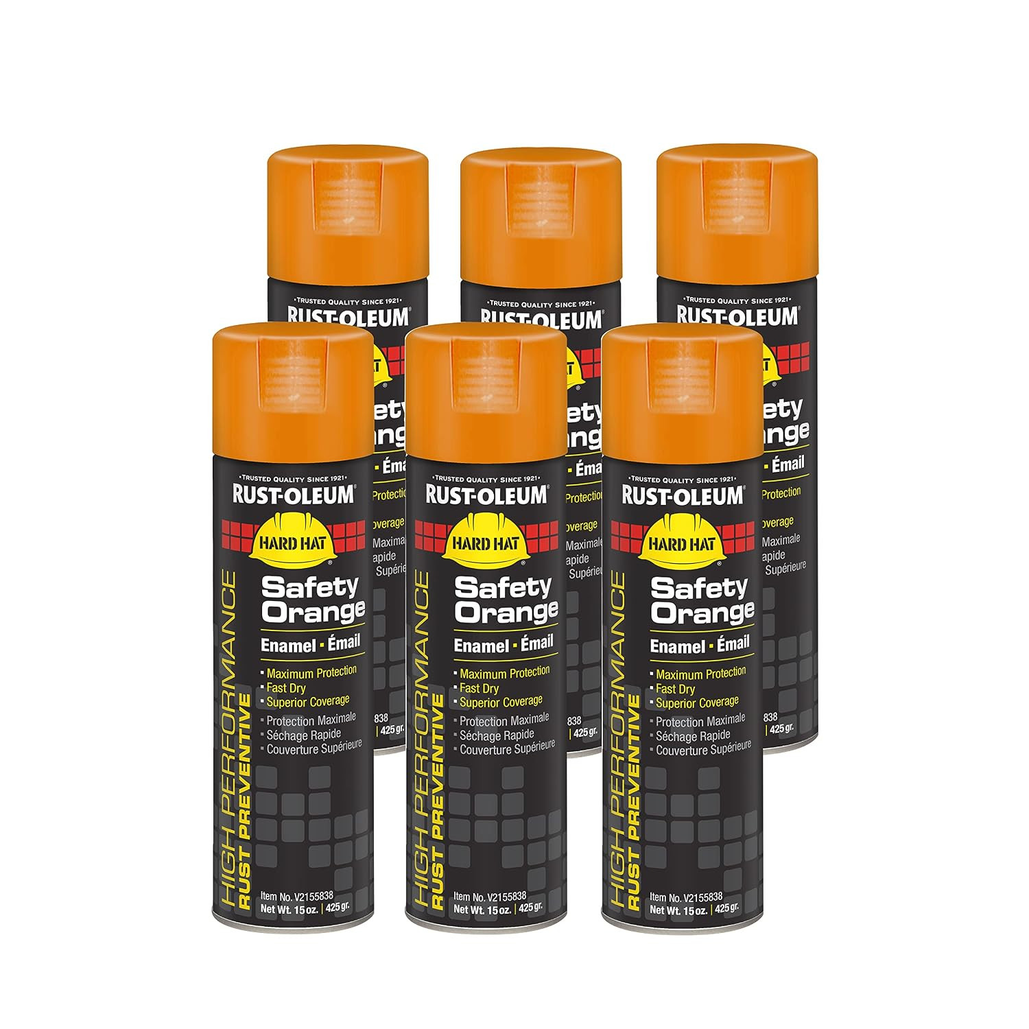 Rust Preventive Enamel Spray Paint, Safety Orange, 15Oz, 6-Pack | V2100 System,