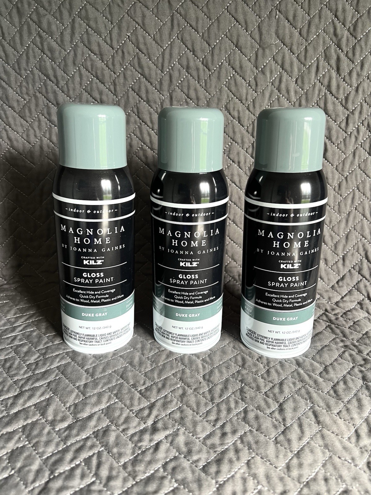Lot of 3 Magnolia Home by Joanna Gaines Kilz Gloss Spray Paint – Duke Gray 12oz