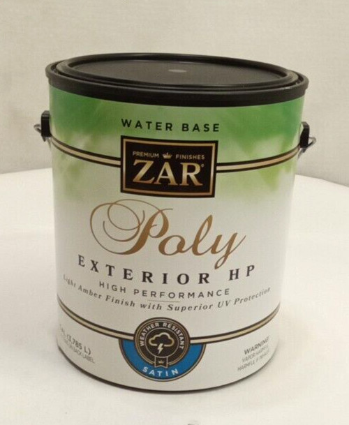 Zar 32713 Water Base Polyurethane Exterior HP Light Amber Satin Finish 1 Gallon