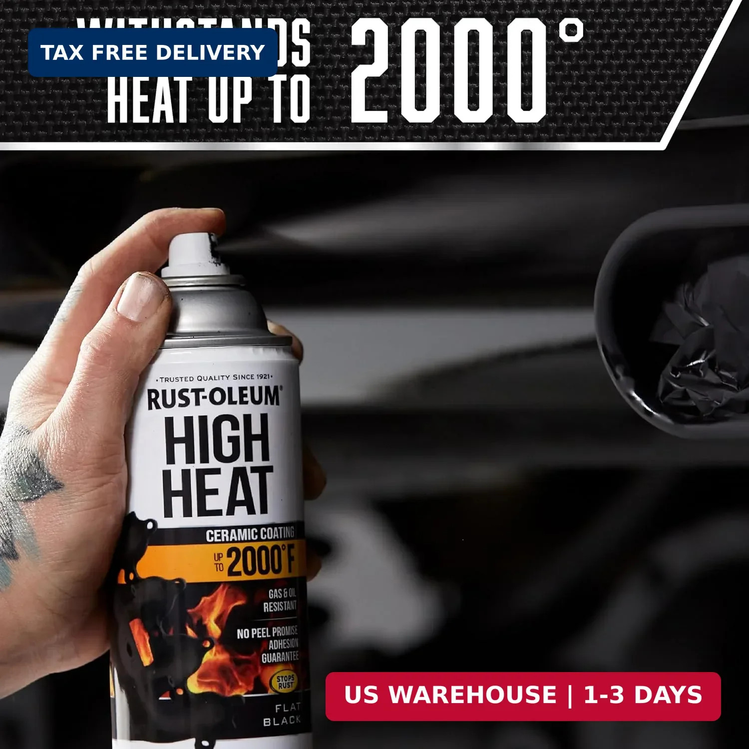Rust-Oleum 248903 Automotive High Heat Spray Paint, 12 oz, Flat Black