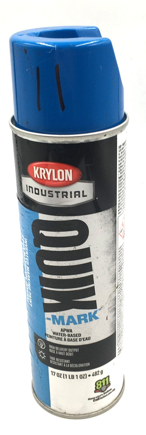ONE CAN Of Krylon Industrial Quik-Mark Wb Inverted Marking Paint Apwa Blue