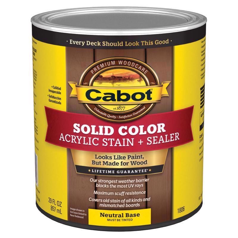 Cabot Solid Color Acrylic Deck Stain & Sealer Tintable Neutral Base 1 qt (4-PK)