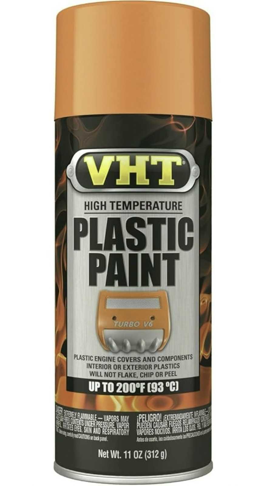 Gloss Orange High Temperature Plastic Paint 200F No Peel Air Intake Shroud Spray