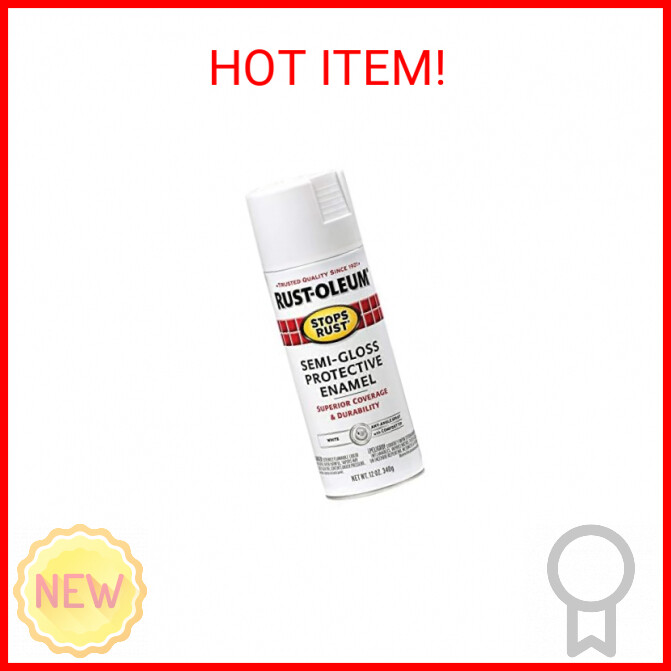 Rust-Oleum 7797830 Stops Rust Spray Paint, 12 oz, Semi-Gloss White