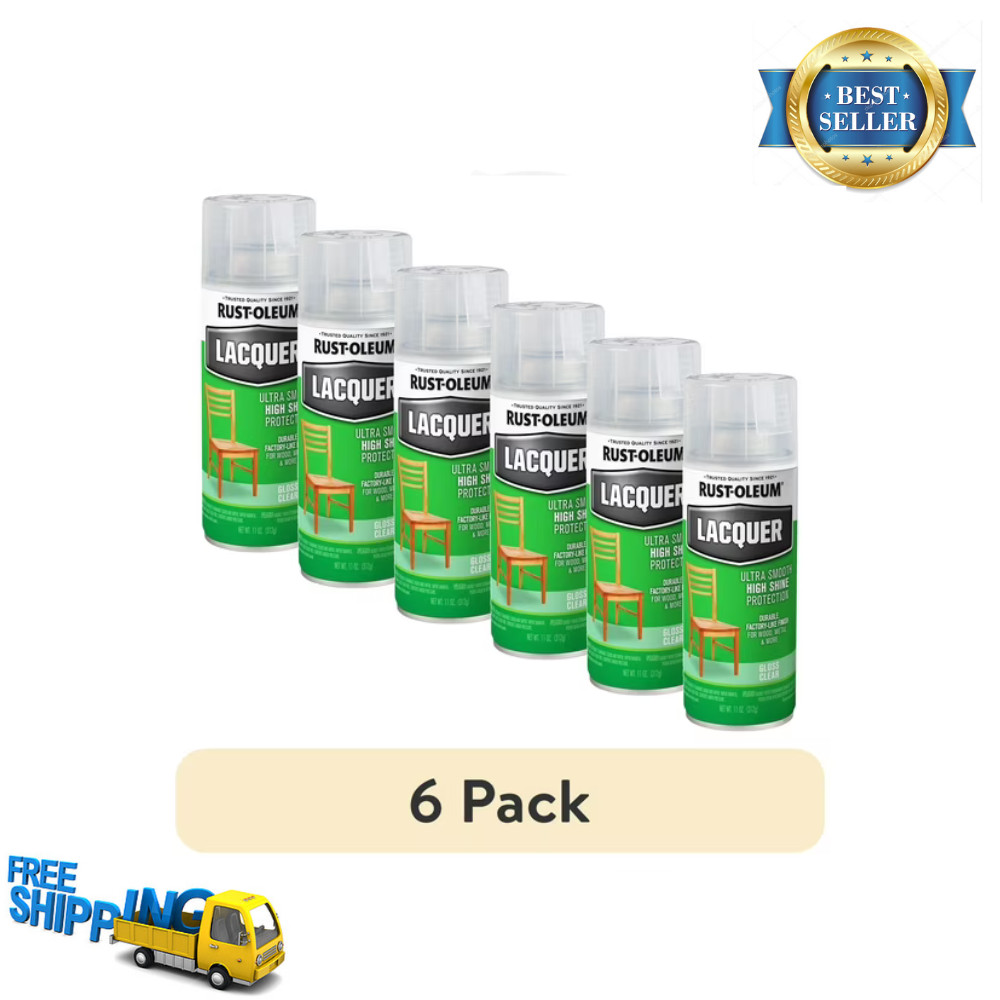 (2 pack) Clear, Rust-Oleum Specialty Gloss Lacquer Spray Paint-1906830, 11 oz