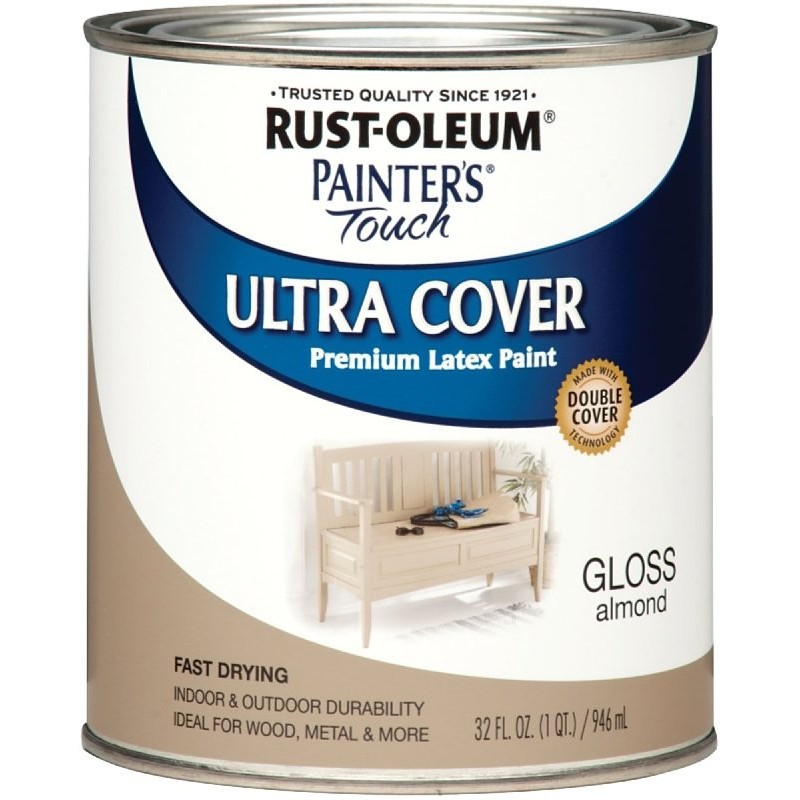 Rust-Oleum 1994502 Enamel Paint, Water, Gloss, Almond, 1 qt, Can, 120 sq-ft Cove