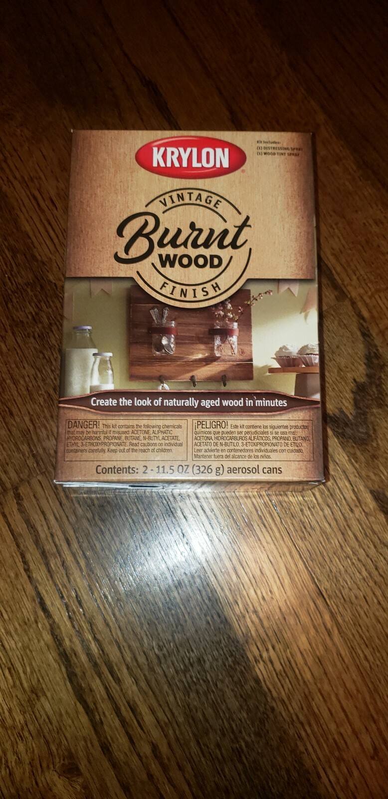New KRYLON VINTAGE FINISH BURNT WOOD PAINT KIT K08432007 11.5oz (2 cans)