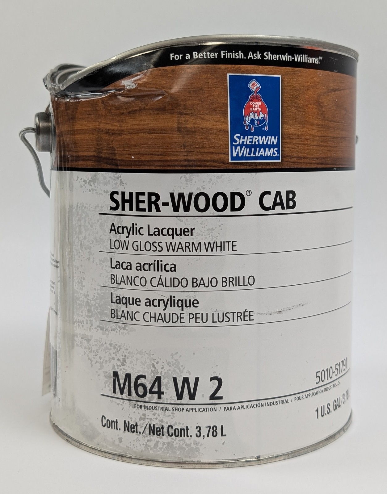 Sherwin Williams Sher-Wood CAB Acrylic Lacquer Low Gloss Warm White 1 Gal