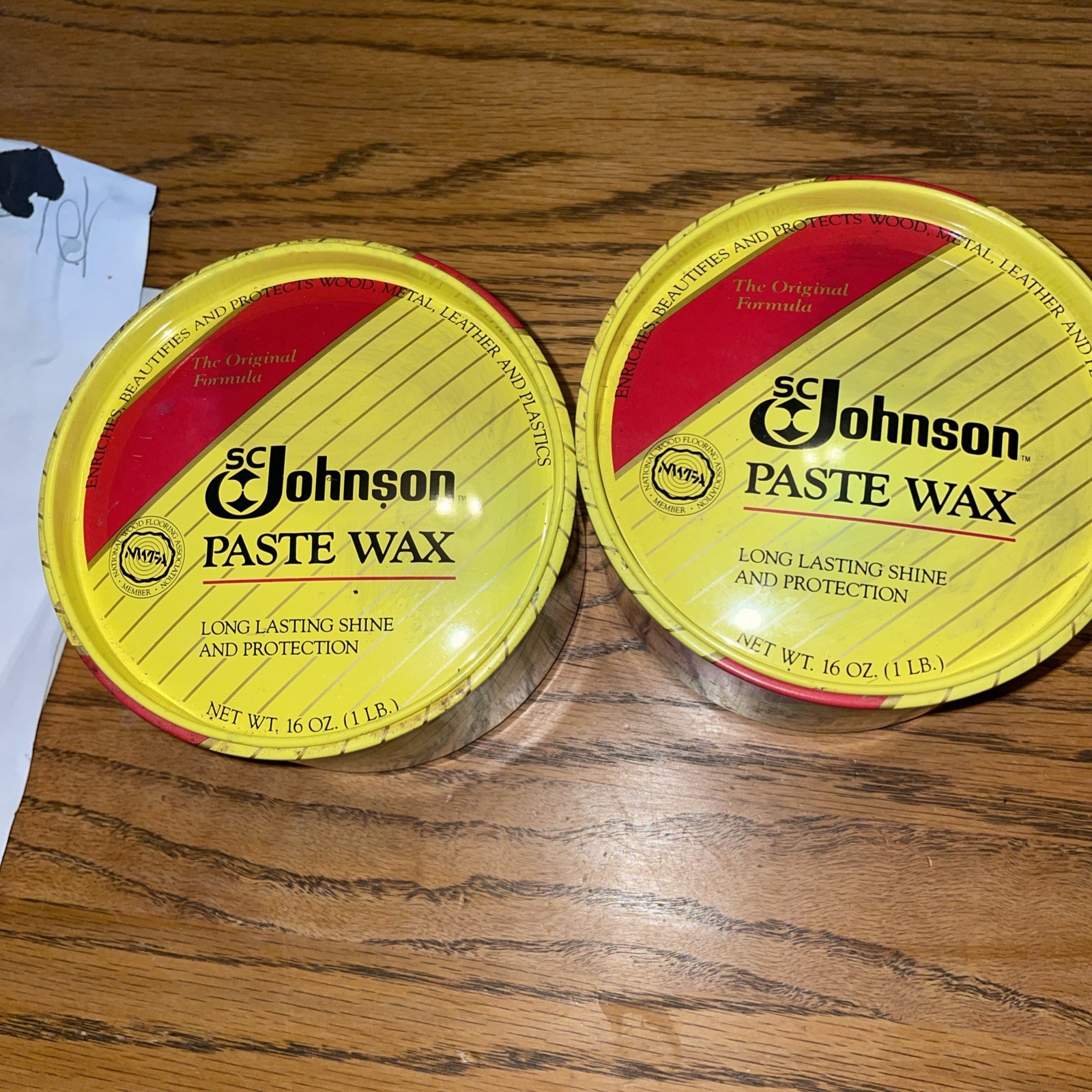 2 JOHNSON PASTE WAX 1lb Cans 1988 Vintage Discontinued Near Full 90% +