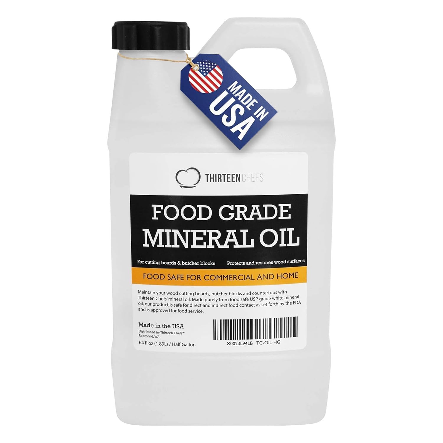Thirteen Chefs Mineral Oil – 64oz Food Grade 64 Fl Oz, Transparent