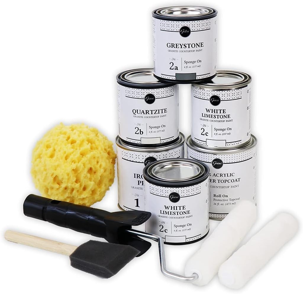 Granite Countertop Paint Kit 2.0 – 100% Acrylic, Low Odor, White Diamond Finish