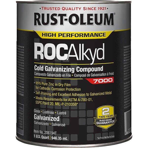 Rust-Oleum Cold Galvanizing Compound, Gray, Metallic, 1 qt 206194T
