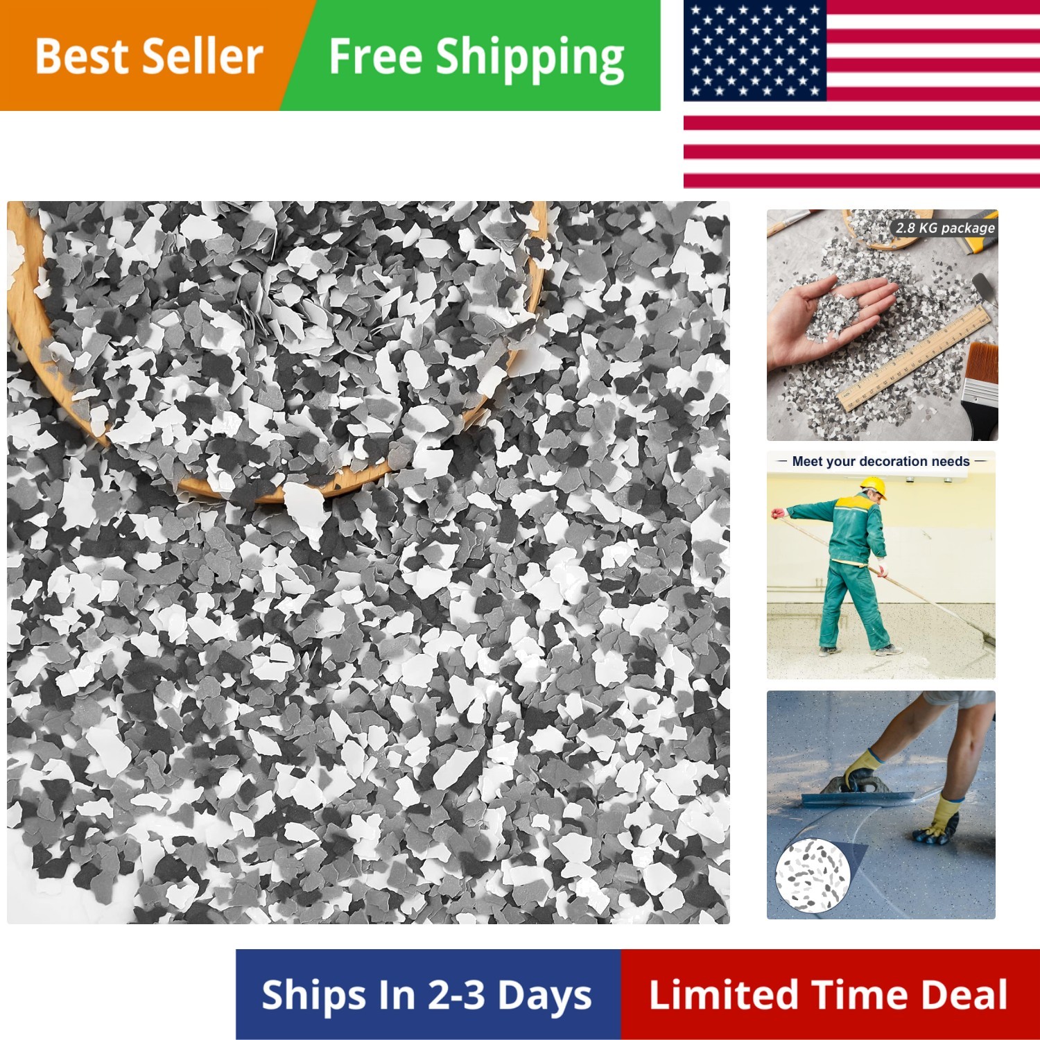 2.8 Kg/ 6.17 lb Blend Decorative Color Chips Epoxy Flakes for Garage Floor Bl…