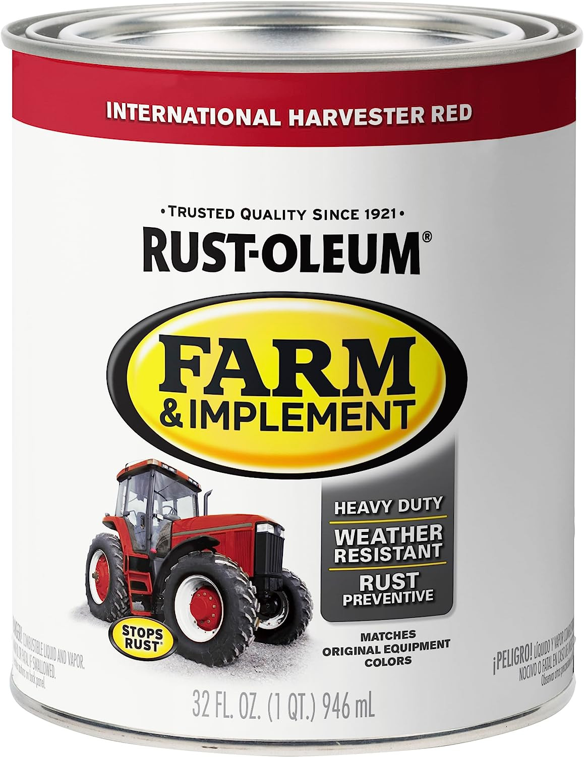 280109 Farm & Implement Enamel Paint, Quart, International Harvester Red, (Pack