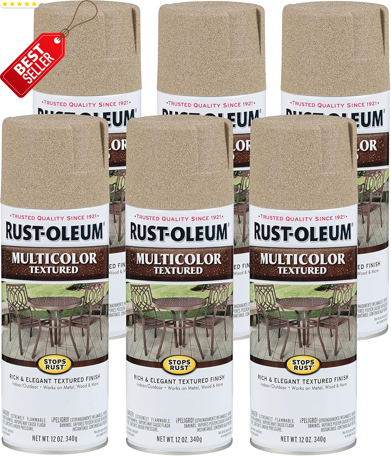 Stops Rust Textured Spray Paint Multi-Color 12Oz Desert Bisque 6 Pack US