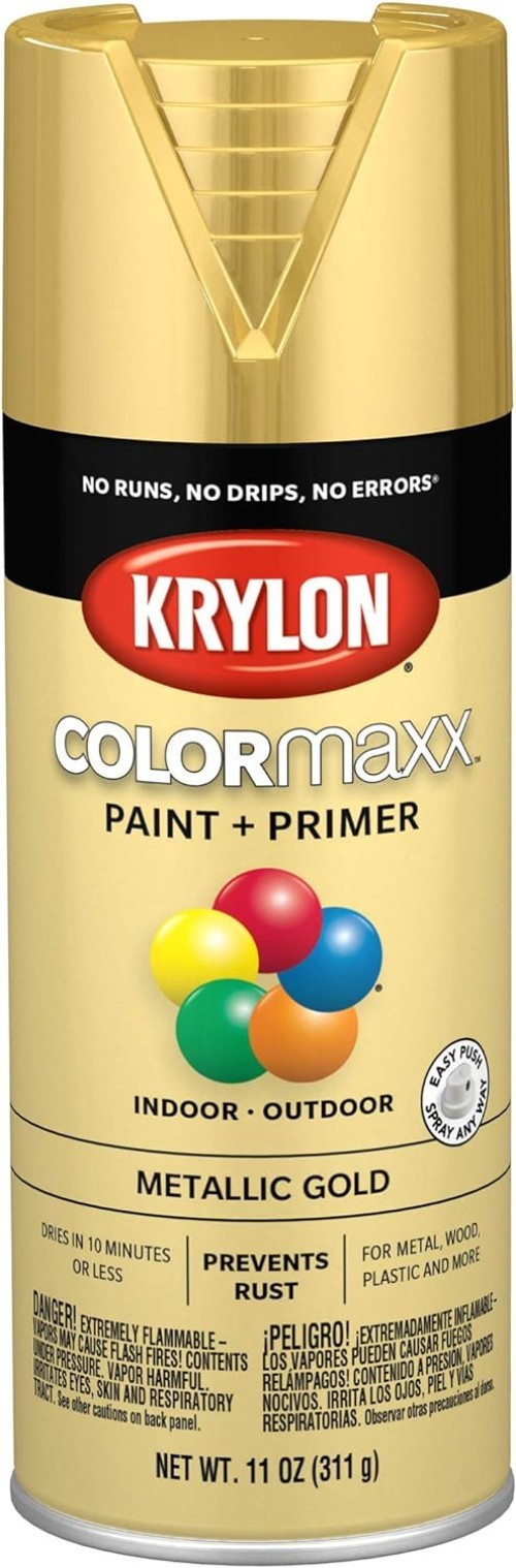 Versatile 11oz Metallic Gold Spray Paint – Ideal for Indoor or Outdoor Projects