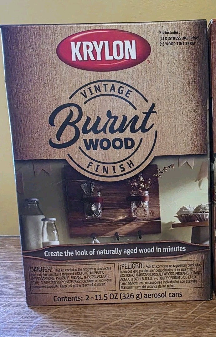 New Krylon Vintage Burnt Wood Finish Spray 11.5oz Each (2 cans)
