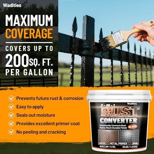 2-in-1 Rust Converter & Metal Primer, 1 Gallon Matte Black Rust Inhibitor Pai…