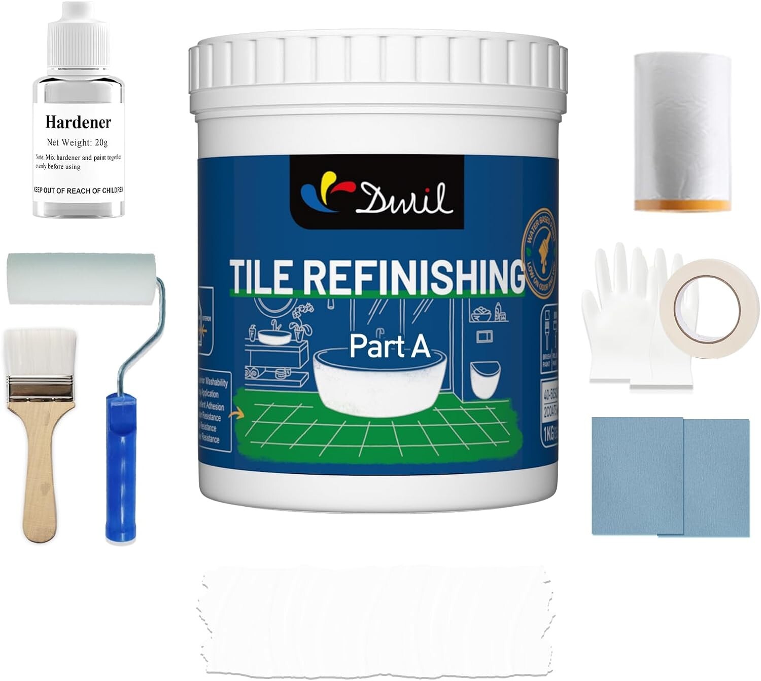 Water-Based Bathtub Paint and Tile Refinishing Kit – Odorless, Easy Application