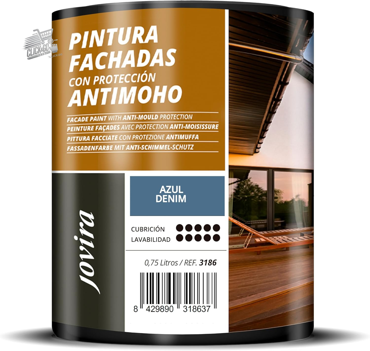 Blue Denim Moisture Anti-Mold Outdoor Facade Paint 750ml