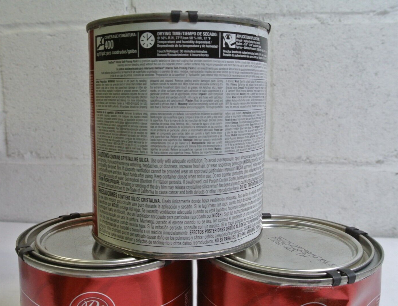 (3) Pratt & Lambert 29.5oz Red Seal White Semi Gloss Interior Self Priming Paint