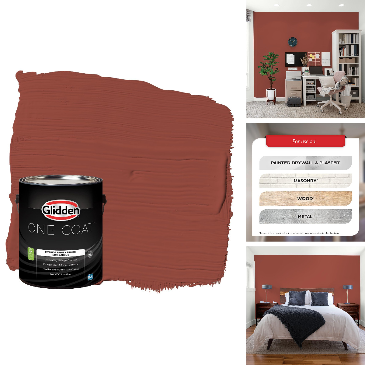 Glidden Interior Paint Premiumr Red/Cedar Chest One Coat Flat 1-Gallon