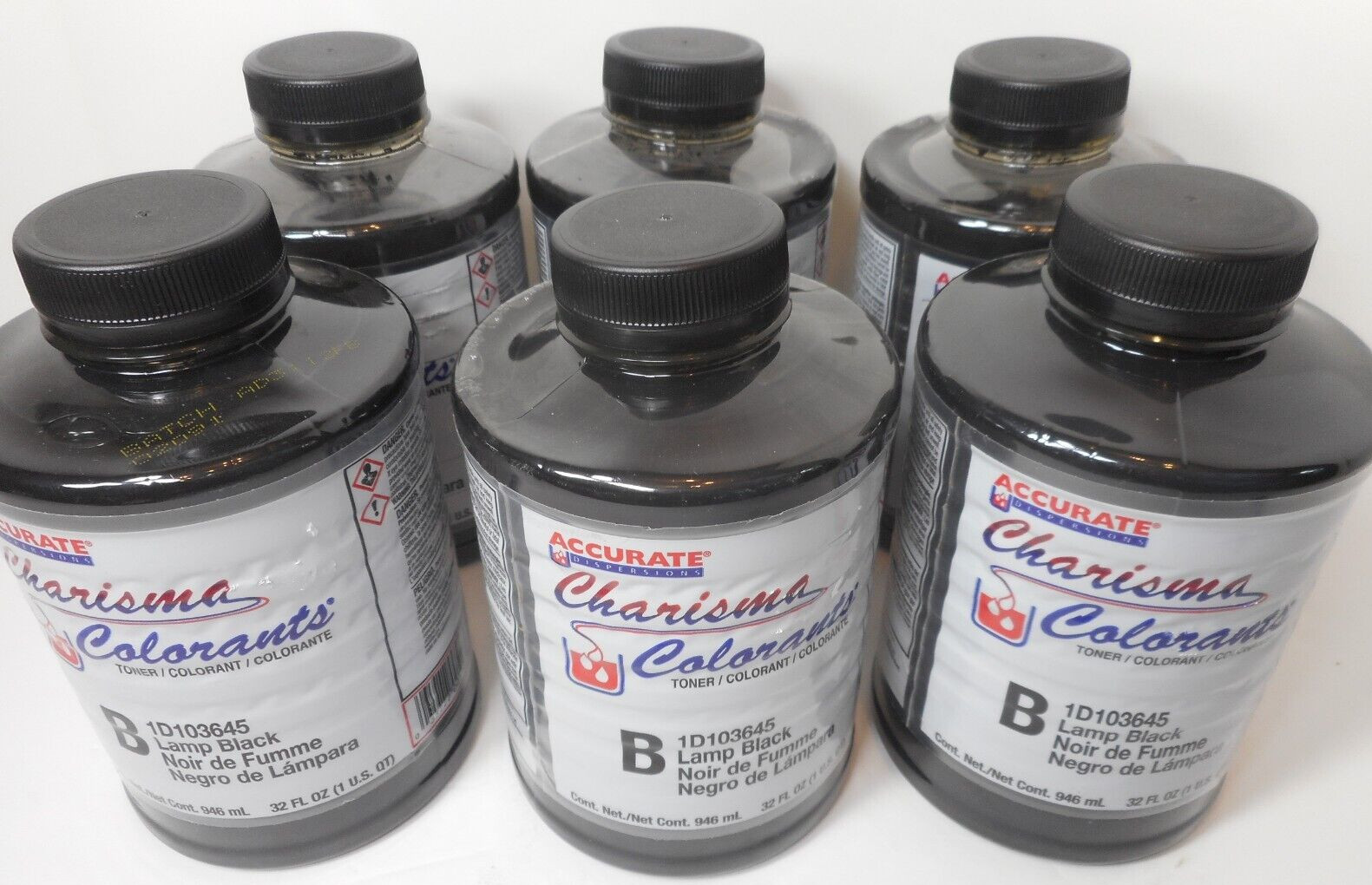 (Lot of 6) Accurate CHARISMA ACC003645-14 Colorant KX/W 1D103645 Lamp Black 1 QT