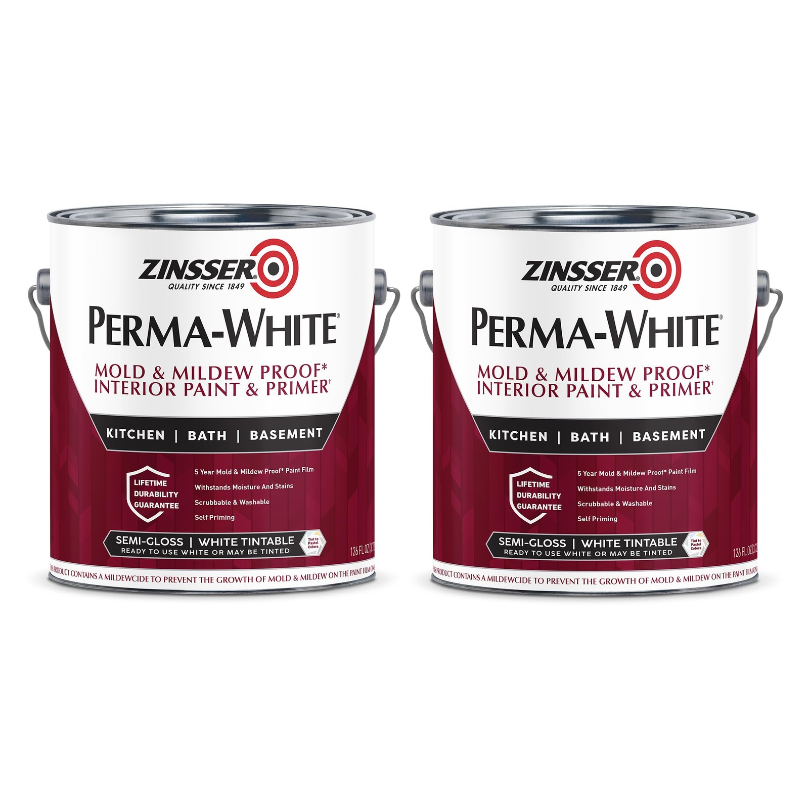 Perma-White Proof Interior Paint Gallon Semi-Gloss White 2 Pack 2761-2PK
