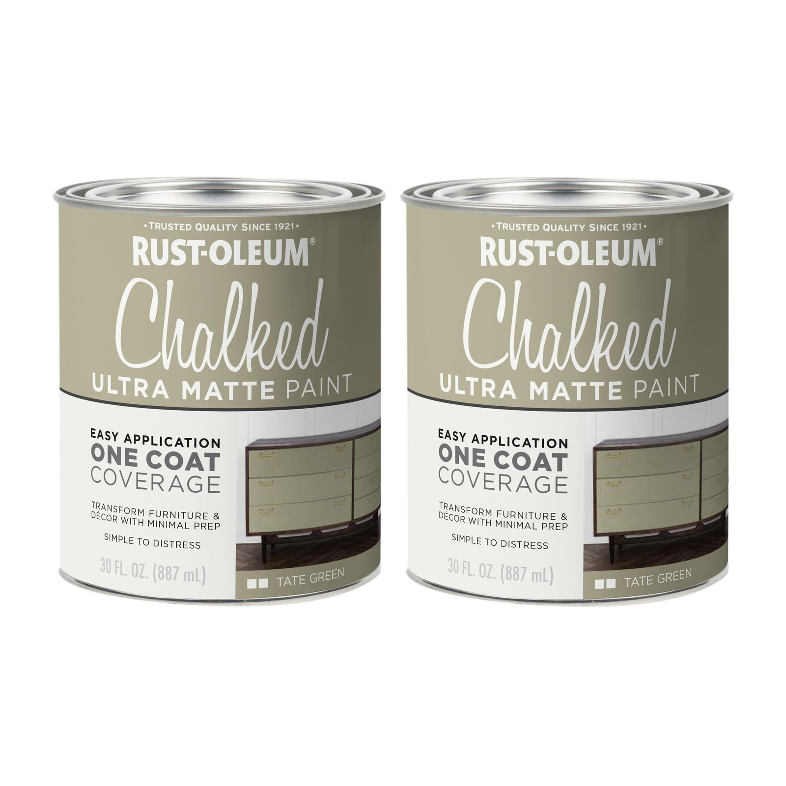 Rust Oleum Ultra Matte Chalked Paint 30Oz Pack Of 2 Tate Green Vintage Finish