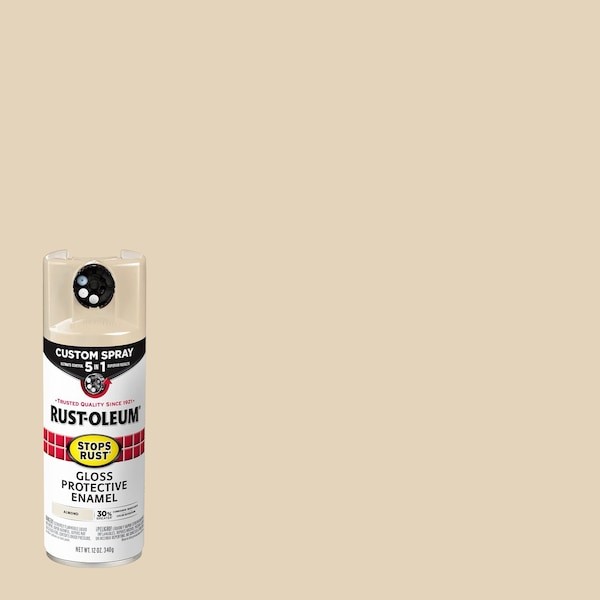 Rust-Oleum 376900 Rust Preventative Spray Paint, Almond, Gloss, Solvent, 12 Oz