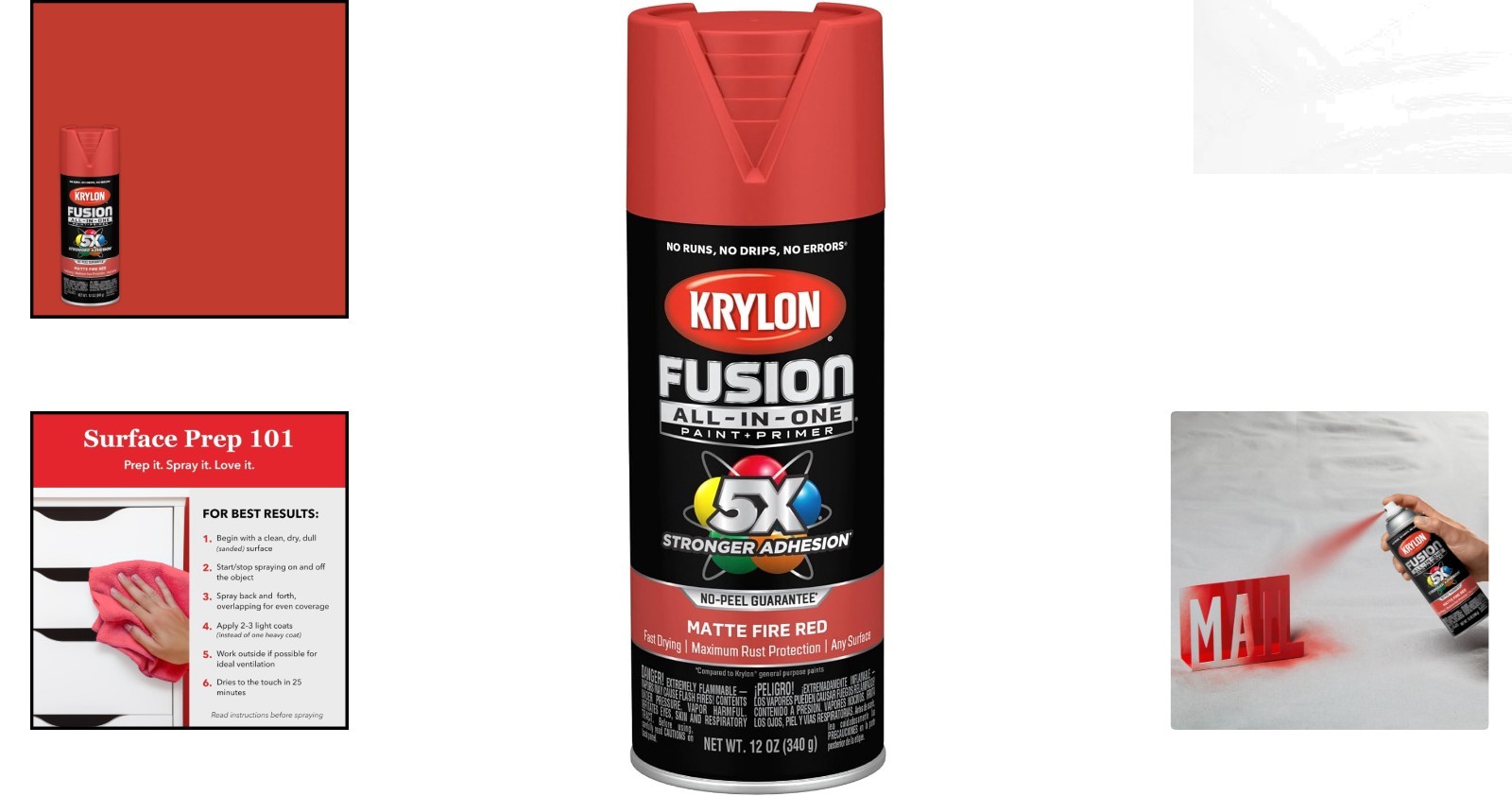 Versatile 12 oz Indoor/Outdoor Adhesive Spray Paint – Fire Red & Rust Resistant