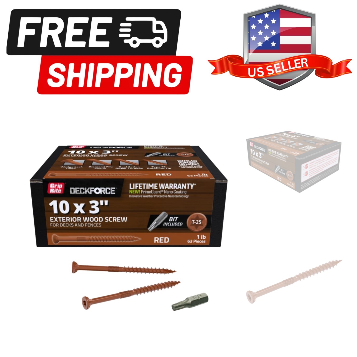 DeckForce Exterior Wood Screws for Decks and Fences – Nano Coated – T-17 Auto…