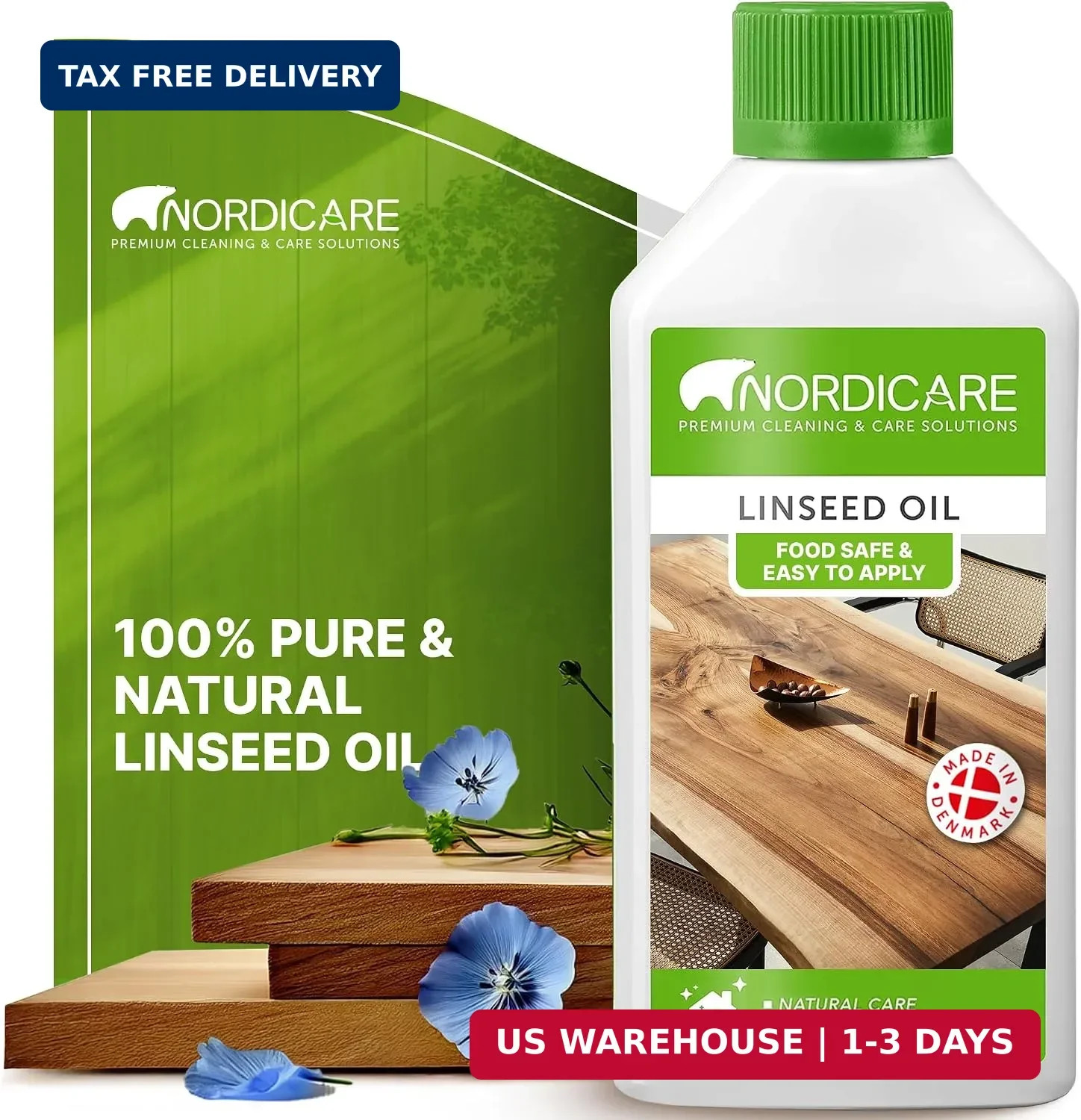 Linseed Oil for Wood – 100% Pure & Natural Linseed Oil for Entire Indoor Area –