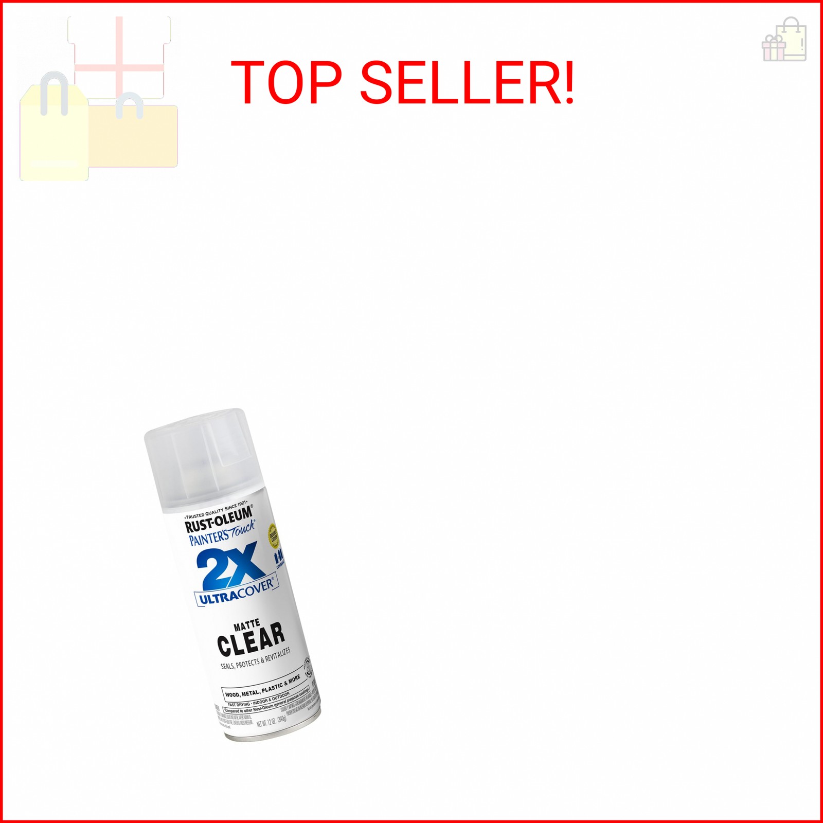 Rust-Oleum 249087 Painter’s Touch 2X Ultra Cover Spray Paint, 12 oz, Matte Clear