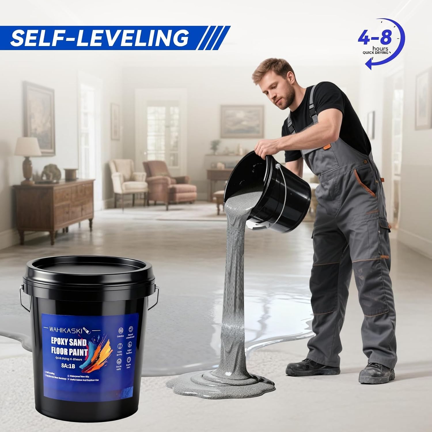 Epoxy Colored Sand Floor Paint, Epoxy Floor Paint For Concrete, Leveling High…