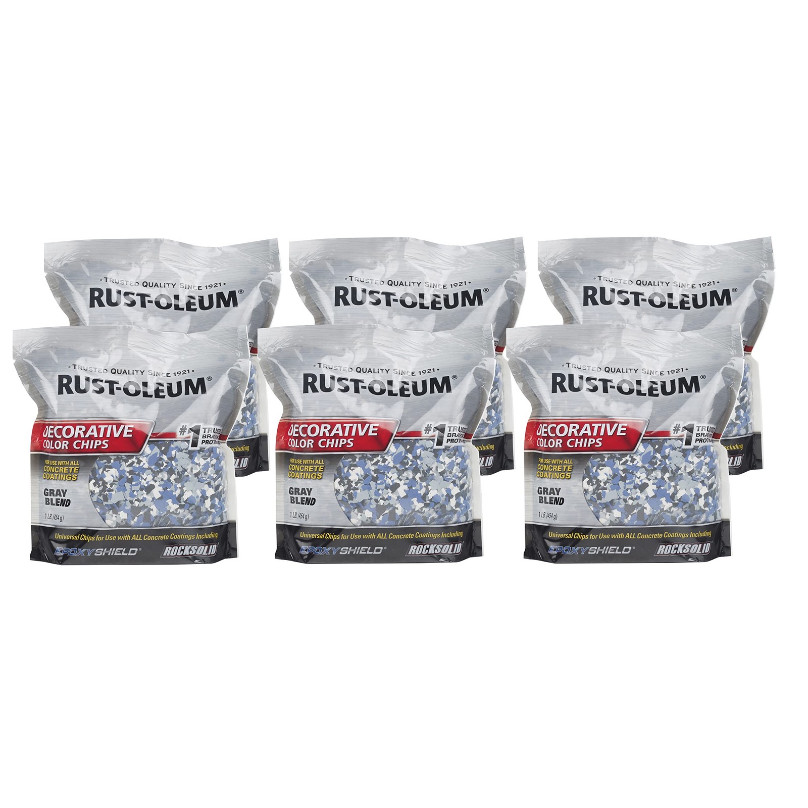 Rust-Oleum 301359-6PK Decorative Color Chips, 6 Pack, Gray Blend