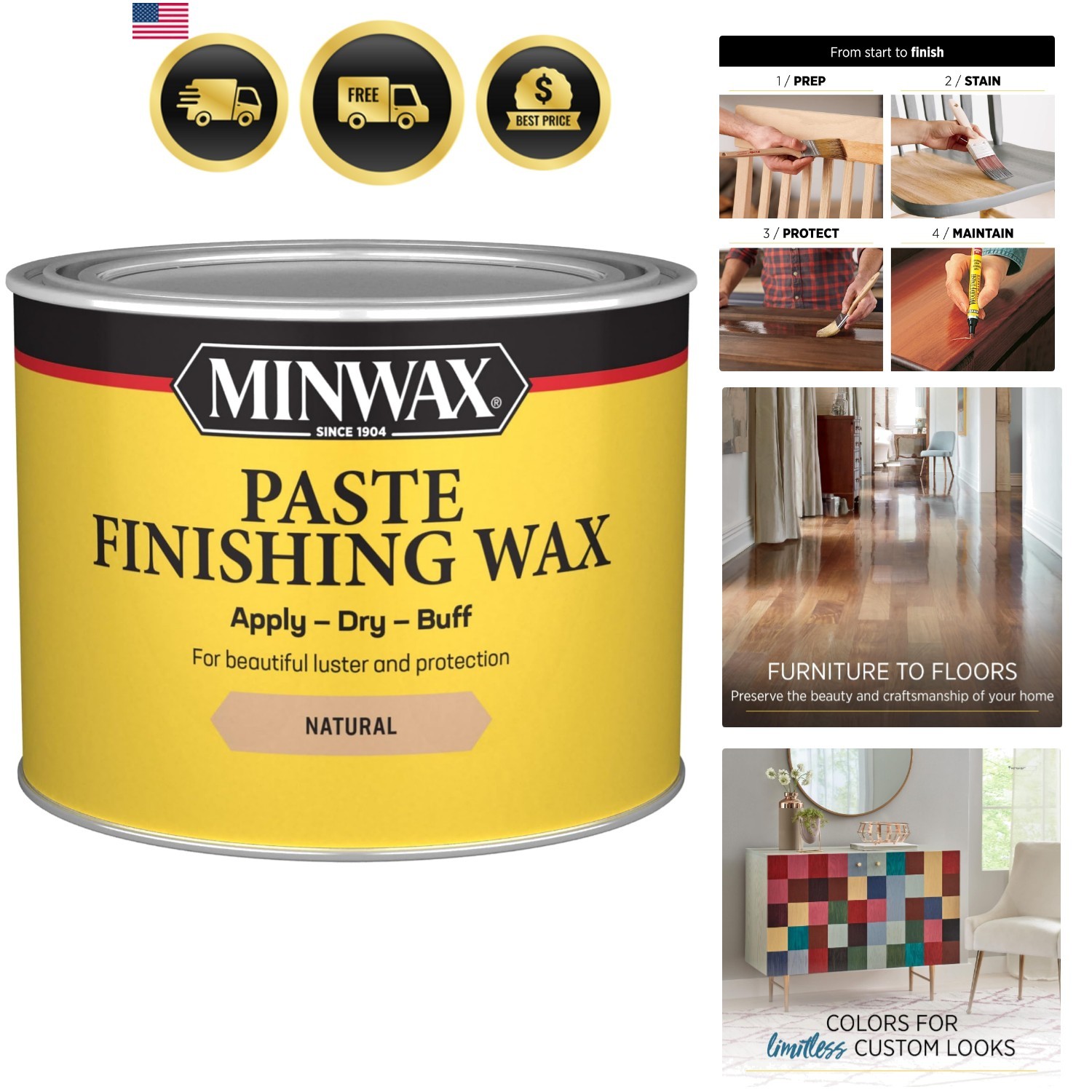 Paste Finishing Wax, Natural, 1 lb