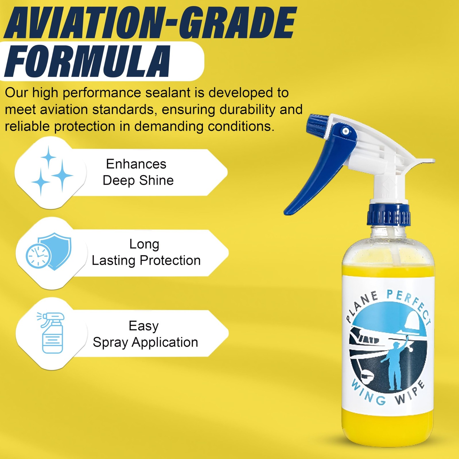 Plane Perfect Wing Wipe Quick Detail Spray Sealant – Hydrophobic Aviation Gra…
