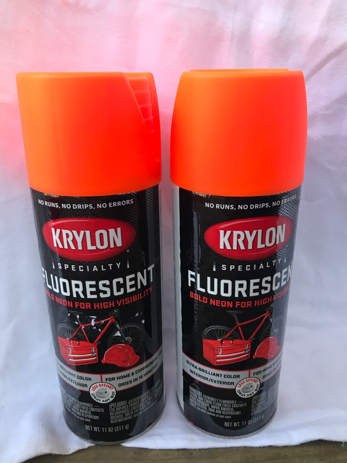 KRYLON 3101 Fluorescent Red Orange High Visibility Paint – 11 oz (1.5 cans)