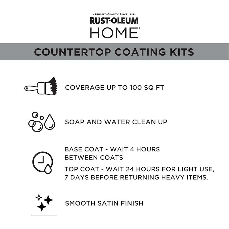 Countertop Coating Kit Stain Resistant Easy 2-Step Fast Dry Durable 32oz New