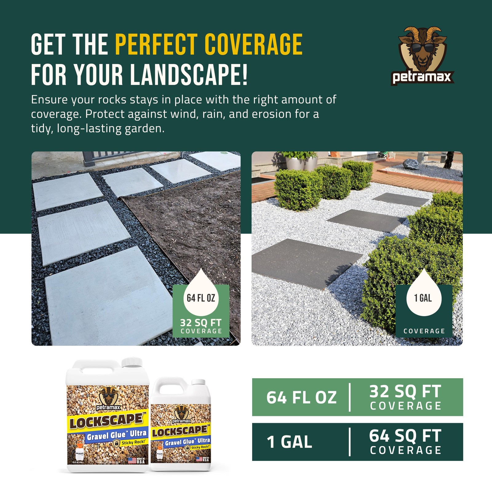 Lockscape Rock Glue for Landscaping (64 Ounce) – 64 Ounce, Clear Drying