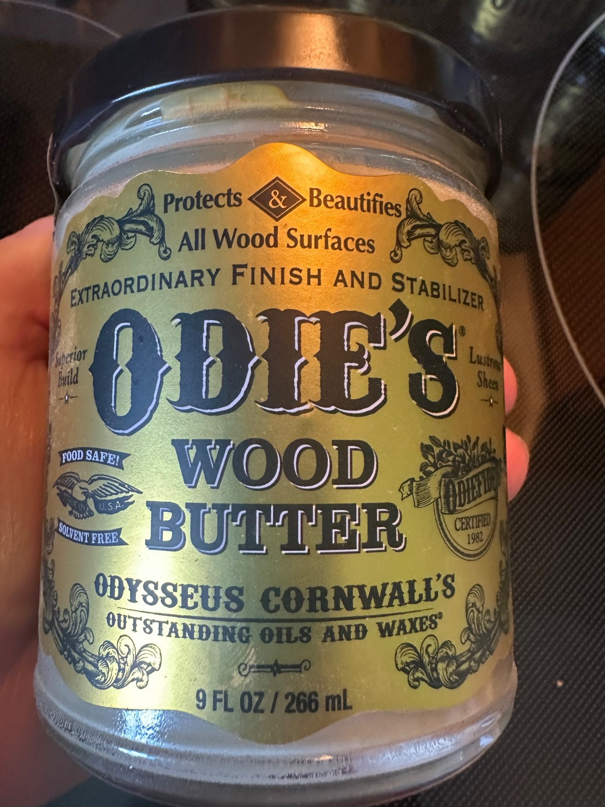 Odie’s Oil WOOD BUTTER 9 oz. glass jar! BRAND NEW UNOPENED!!