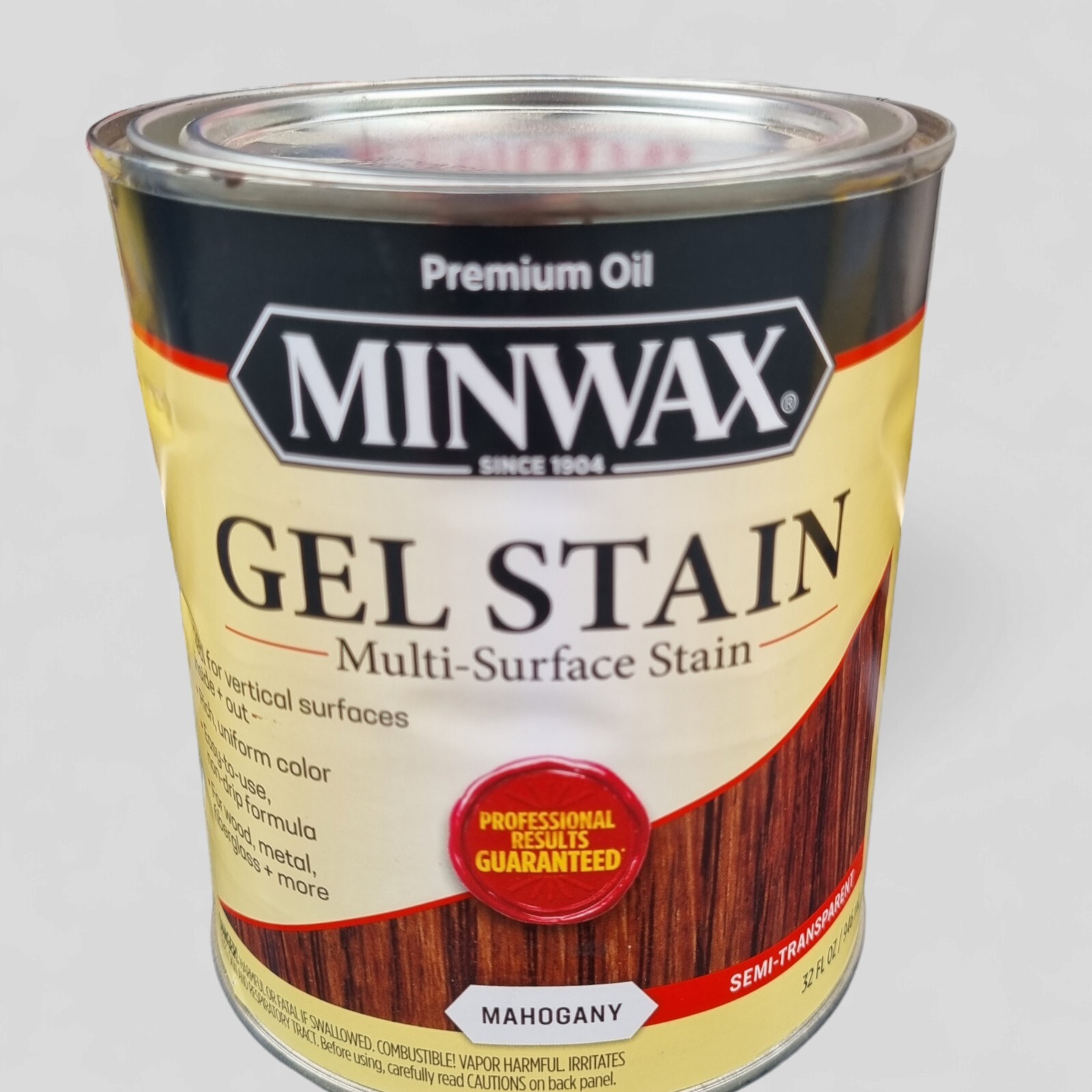 Minwax Gel Stain Multi Stuface Mahagony Semi Transparent 32 oz Quart New DENT