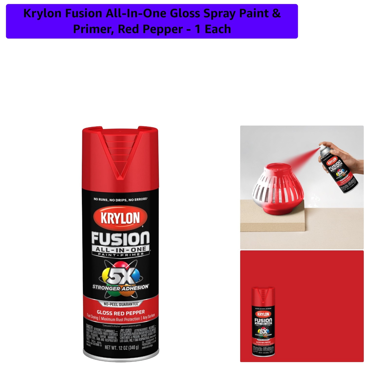 Fusion All-In-One Gloss Spray Paint & Primer, Red Pepper – 1 Each
